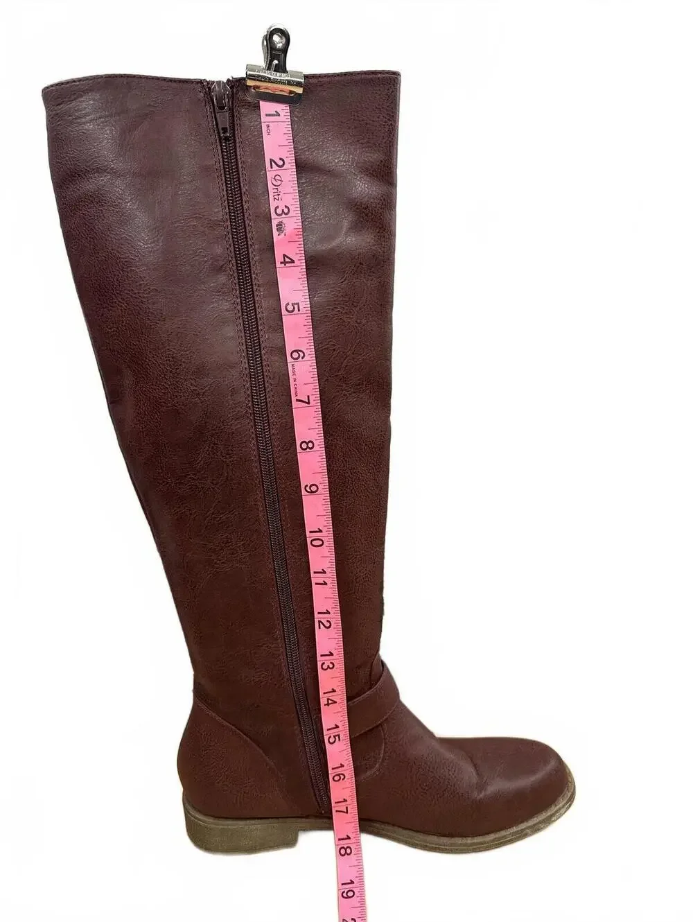 Burgundy Tall Buckle Riding Boots